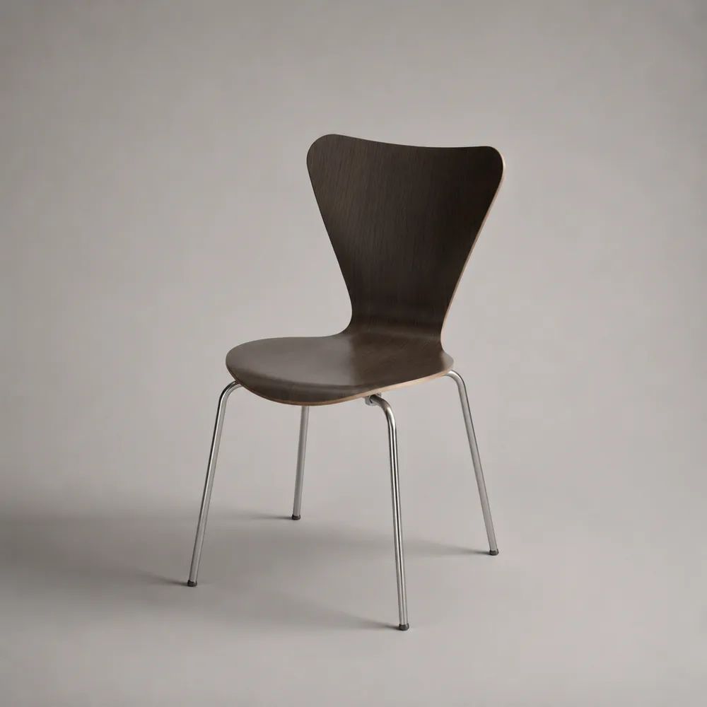 Sedia da conferenza impilabile in multistrato curvato marrone scuro con gambe in acciaio cromato, 50 x 52 x 82 cm